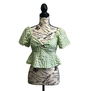 NWT Kirious Los Angeles gingham peplum top size S Cropped Boho Beach Cruise